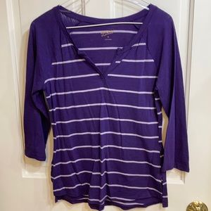 Purple Striped 3/4 Sleeve Top